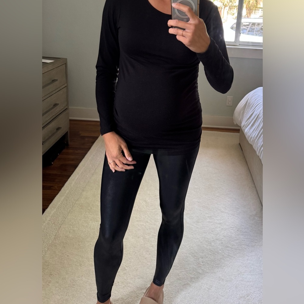 SPANX Maternity Black Faux Leather Leggings